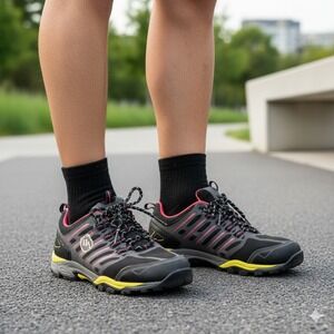 Columbia Techlite Trail Running Shoes Women's Black Pink Yellow Muddy - Size 8